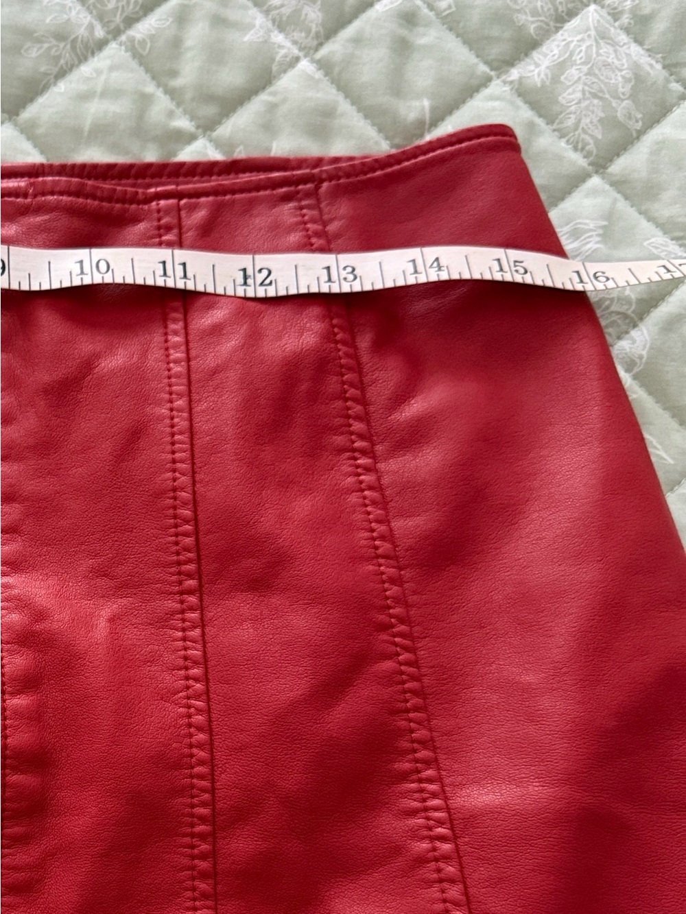 Free People Red Faux Leather Zip Mini Skirt - Picture 7 of 9